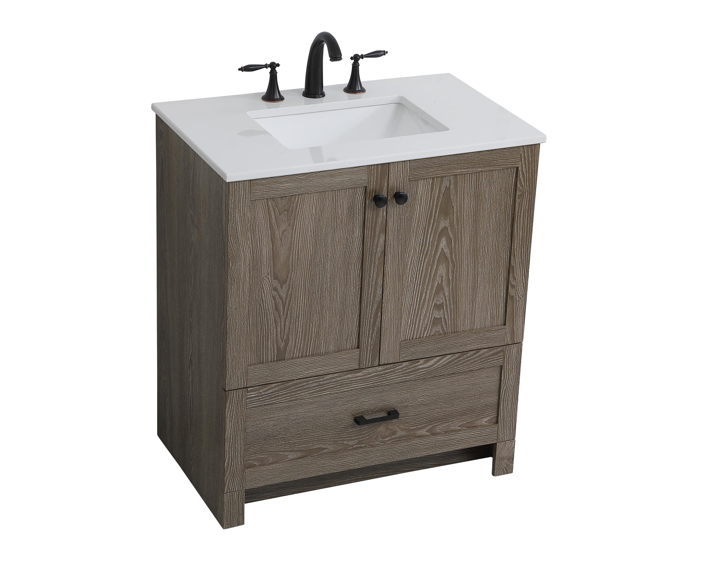 30 inch Single Bathroom Vanity in Weathered Oak - BC2903034WO