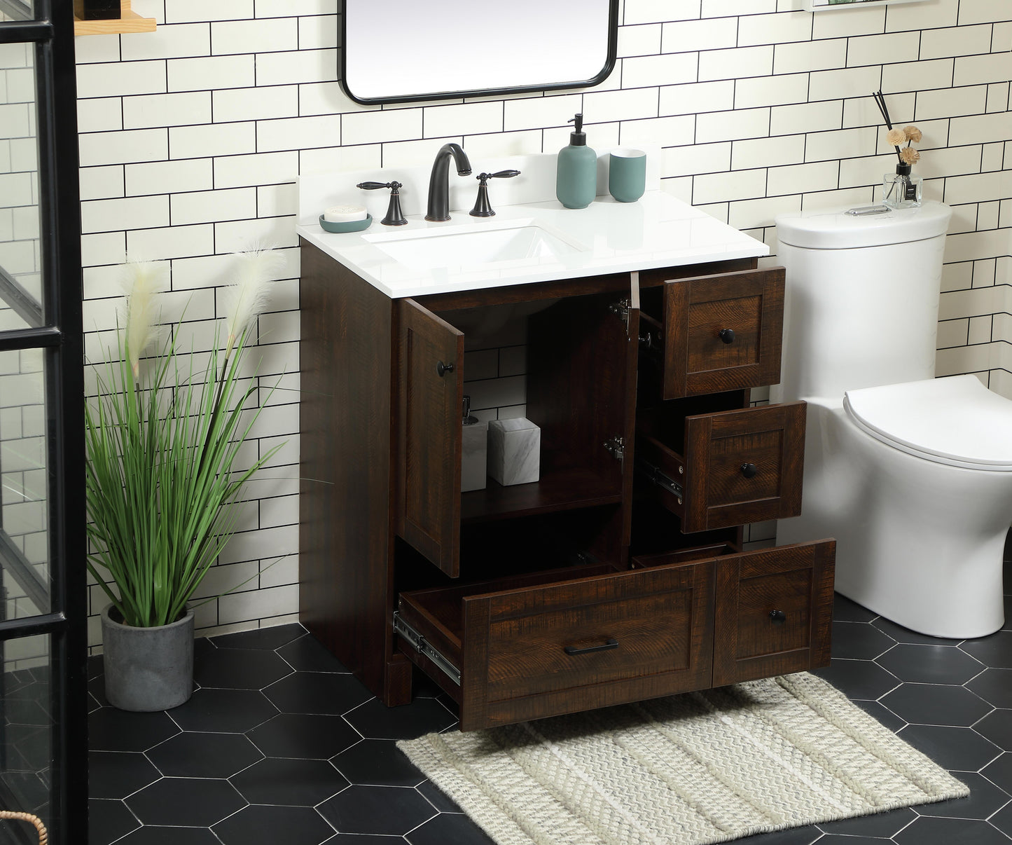 32 inch Single Bathroom Vanity in Expresso with backsplash - BC2903234EX-BS