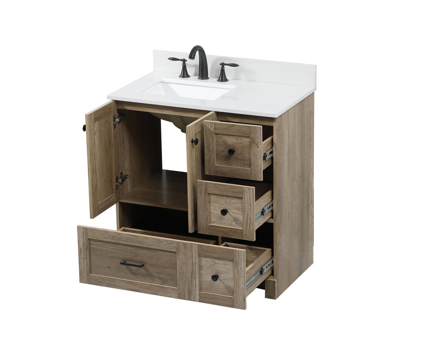 32 inch Single Bathroom Vanity in Natural Oak with backsplash - BC2903234NT-BS