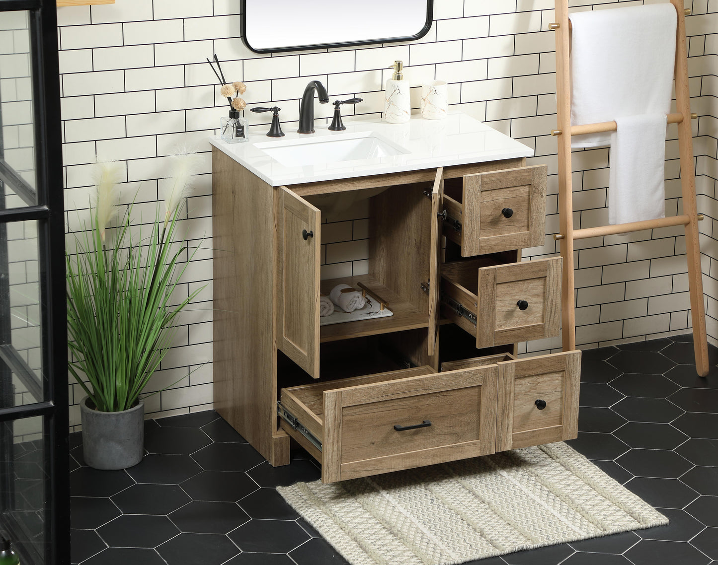 32 inch Single Bathroom Vanity in Natural Oak - BC2903234NT