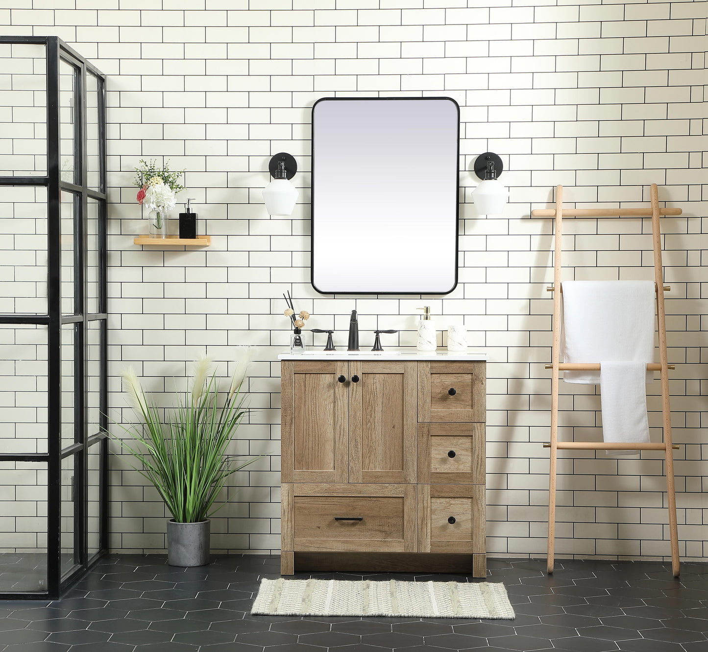 32 inch Single Bathroom Vanity in Natural Oak - BC2903234NT