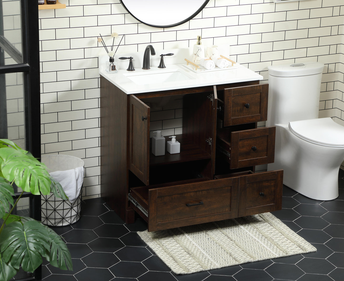 36 inch Single Bathroom Vanity in Expresso with backsplash - BC2903634EX-BS