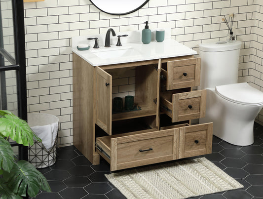 36 inch Single Bathroom Vanity in Natural Oak with backsplash - BC2903634NT-BS