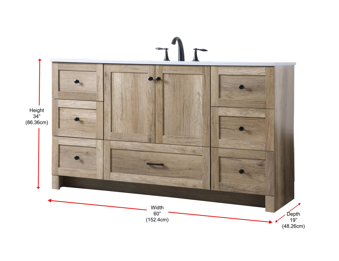 60 Inch Single Bathroom Vanity in Natural Oak - BC2906034NT