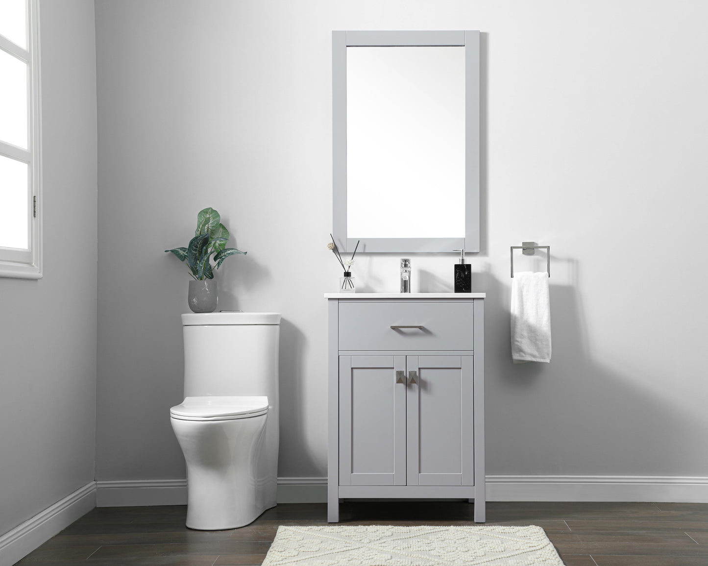 24 Inch Single Bathroom Vanity in Grey - BC3002434GR