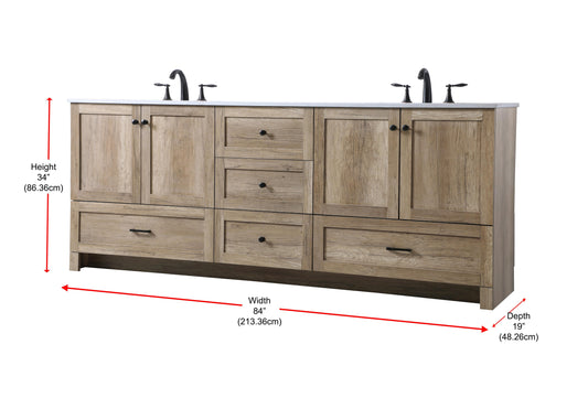 84 Inch Double Bathroom Vanity in Natural Oak - BC300D8434NT