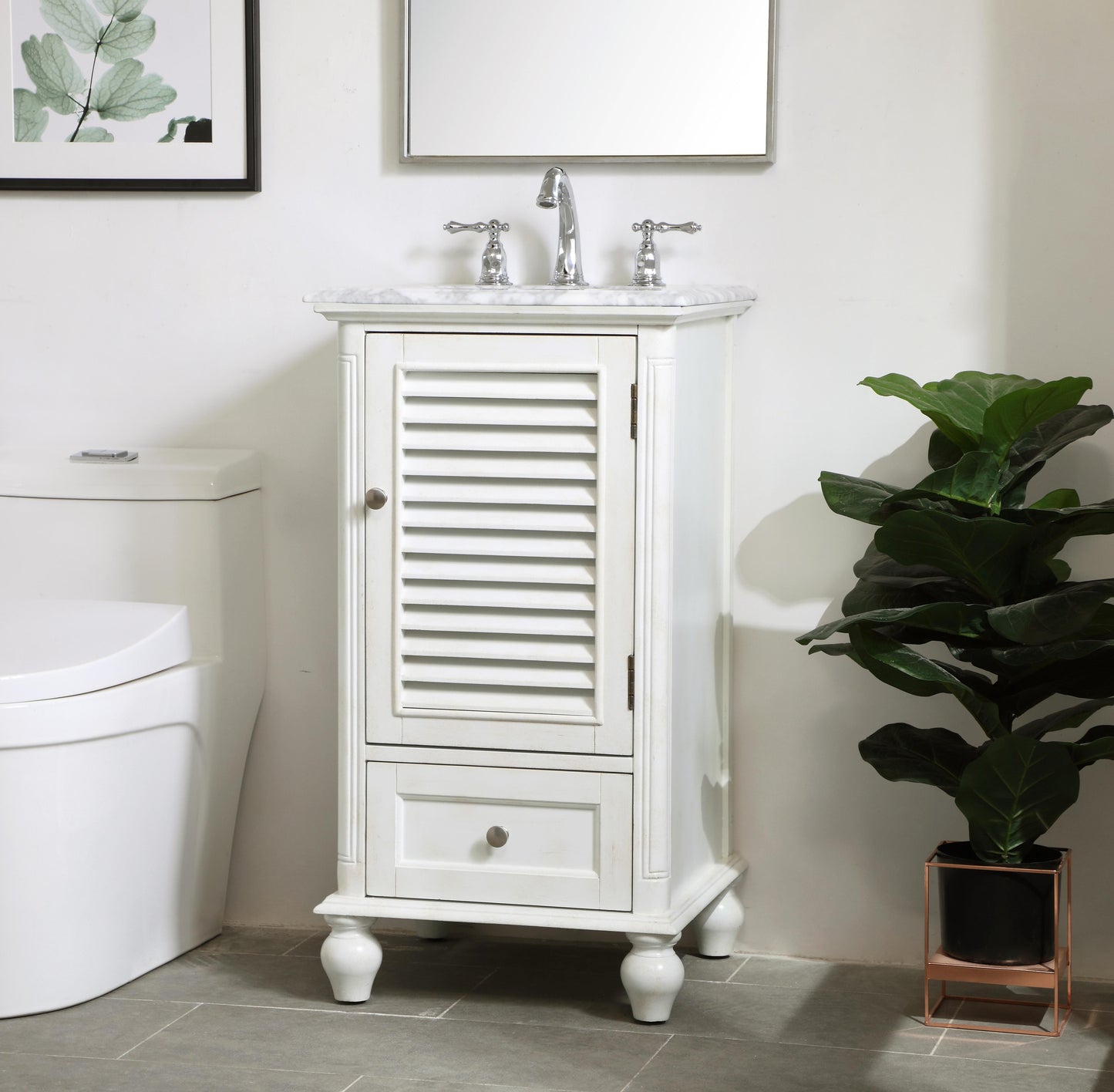 19 inch Single Bathroom Vanity in Antique White - BC3101935AW