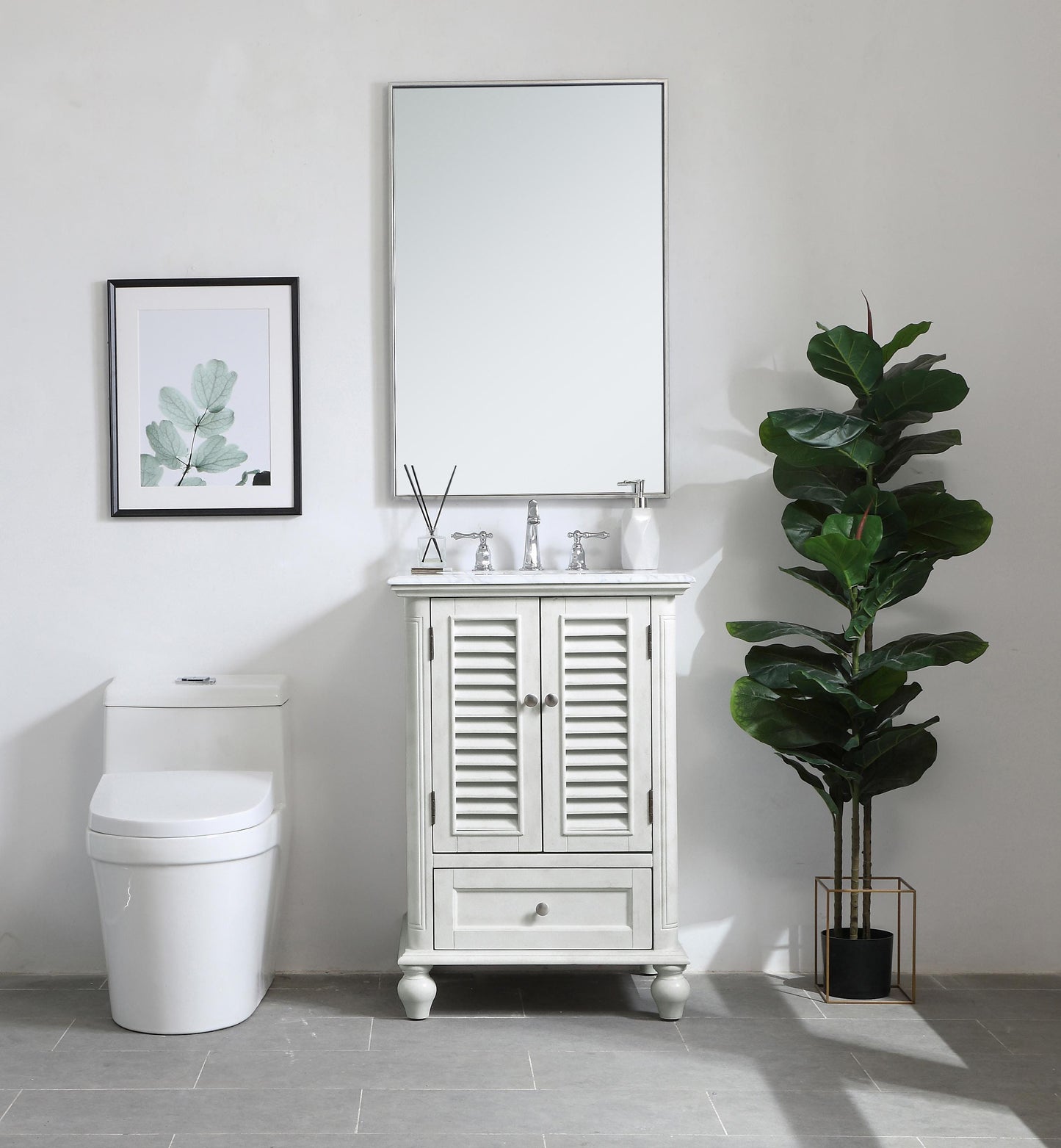 24 inch Single Bathroom Vanity in Antique White - BC3102435AW