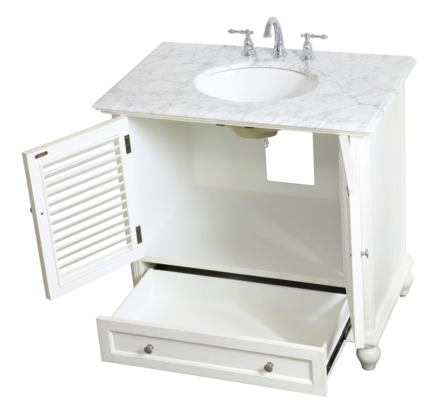 36 inch Single Bathroom Vanity in Antique White - BC3103635AW