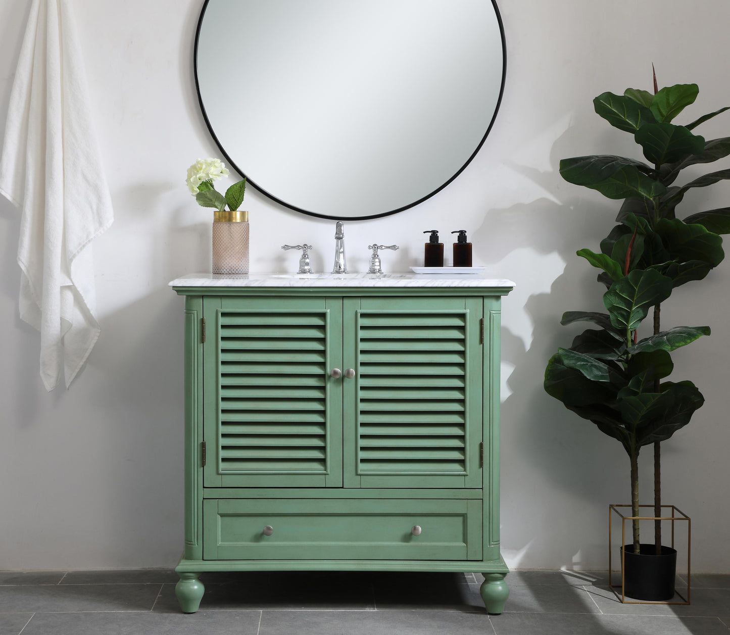 36 inch Single Bathroom Vanity in Vintage Mint - BC3103635VM