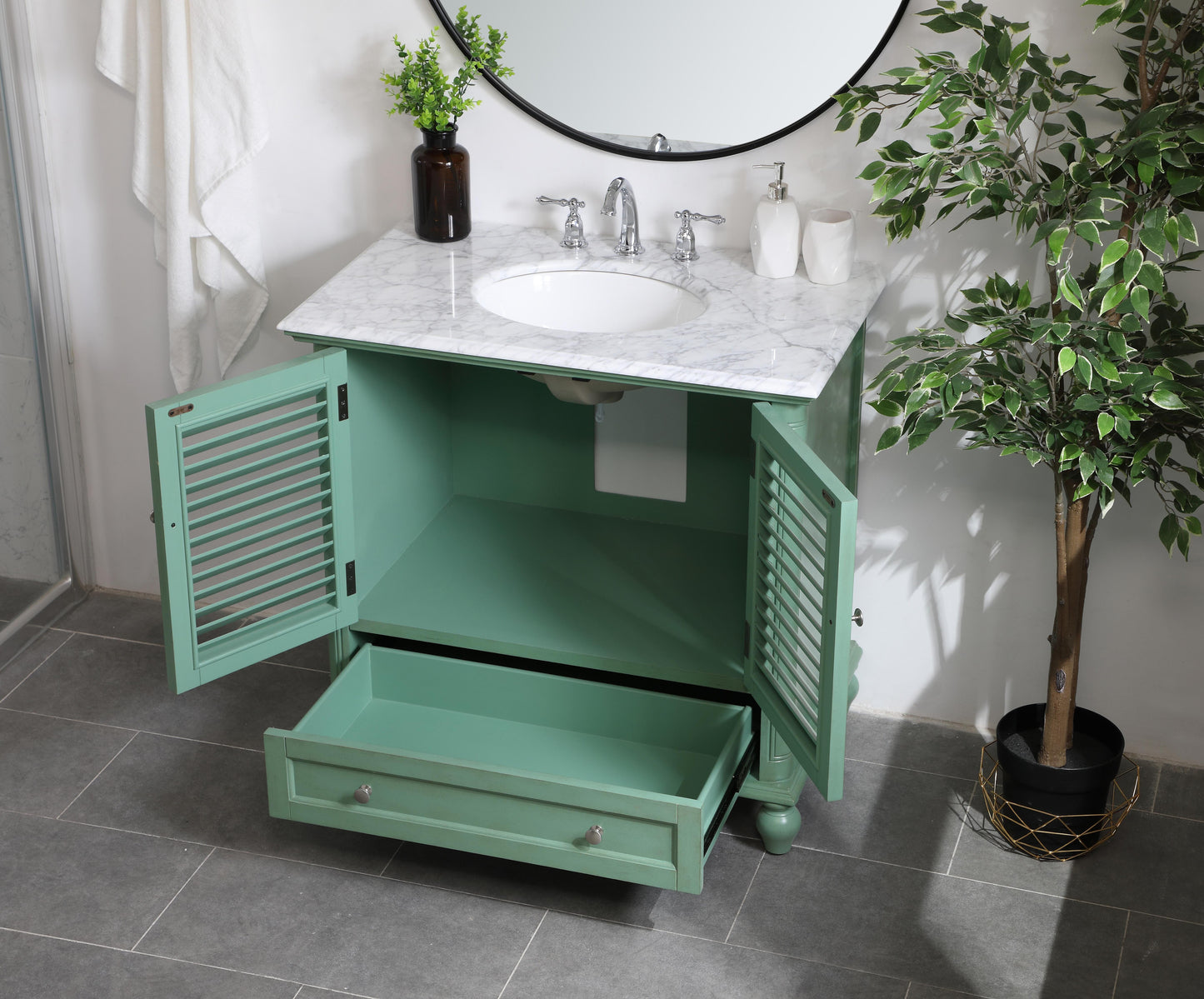 36 inch Single Bathroom Vanity in Vintage Mint - BC3103635VM