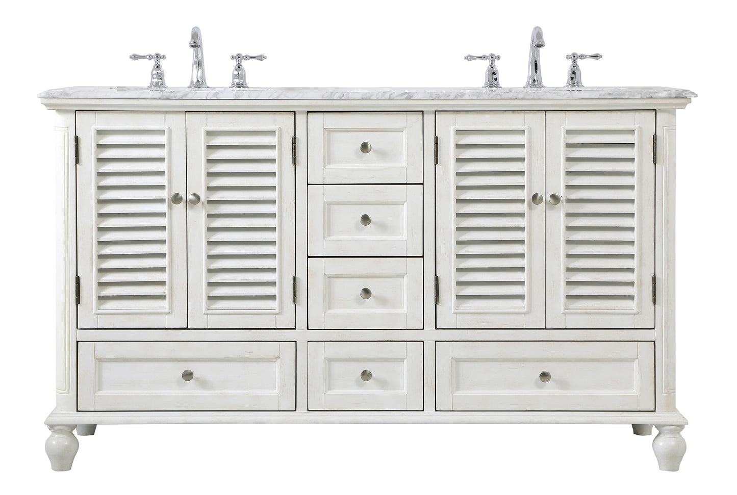 60 inch Double Bathroom Vanity in Antique White - BC310D6035AW