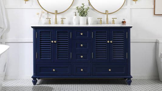 60 inch Double Bathroom Vanity in Blue - BC310D6035BL