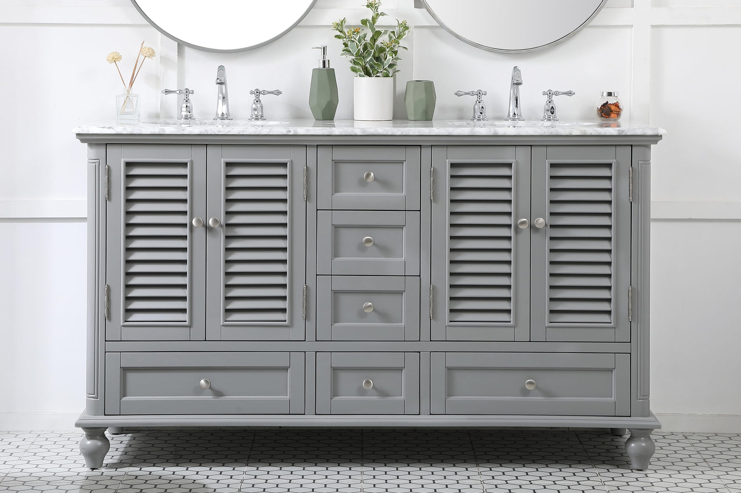 60 inch Double Bathroom Vanity in Grey - BC310D6035GR