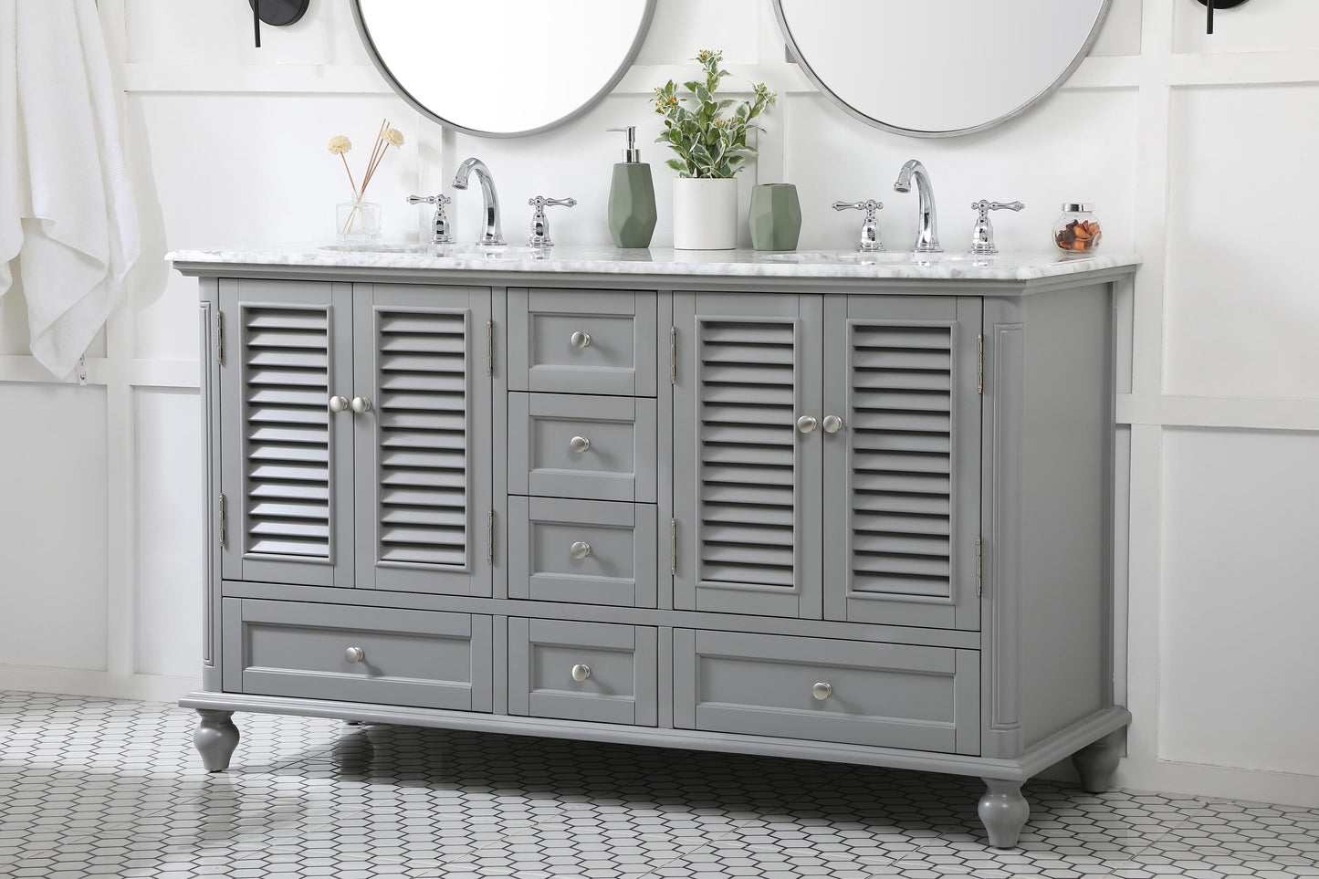 60 inch Double Bathroom Vanity in Grey - BC310D6035GR