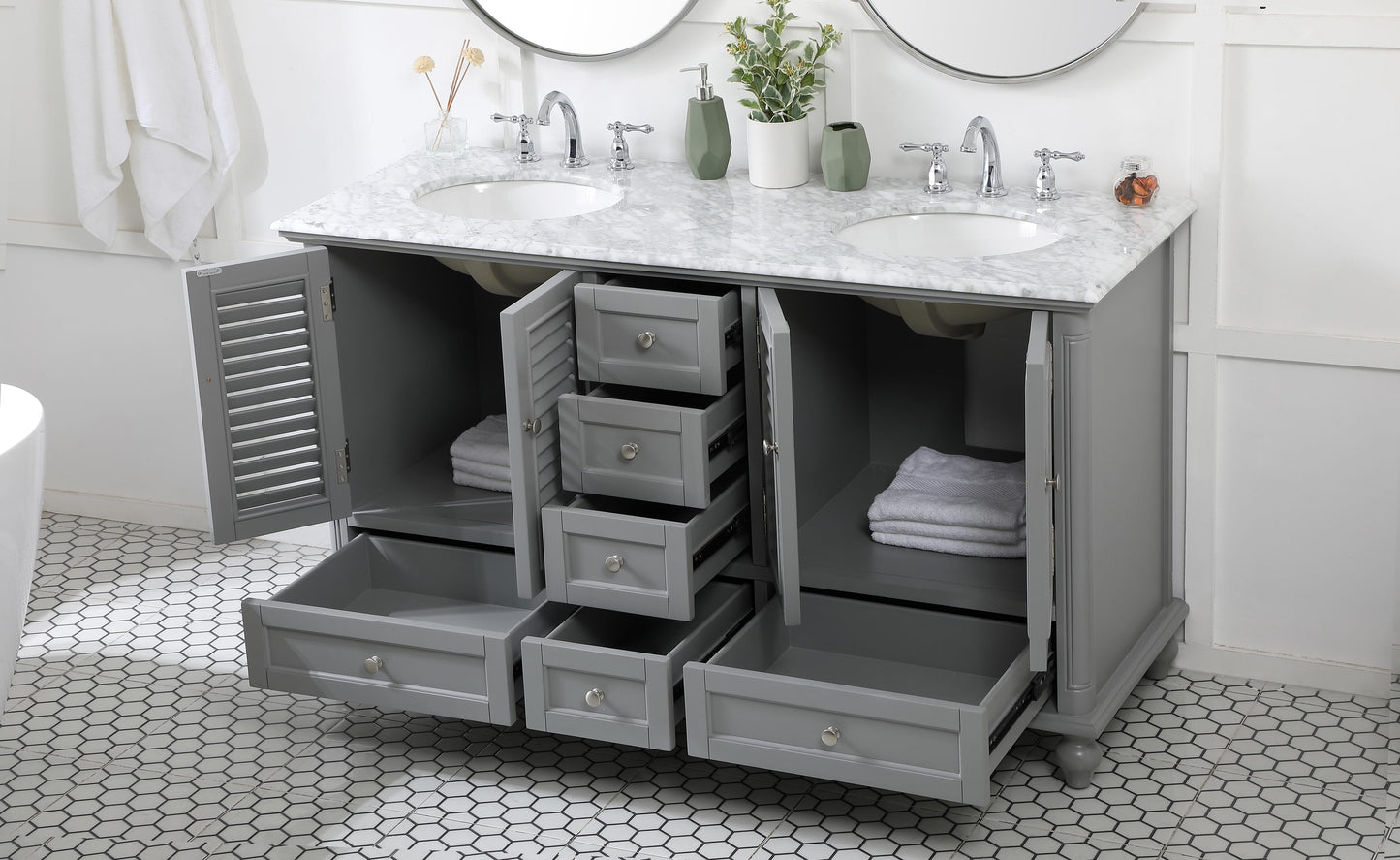 60 inch Double Bathroom Vanity in Grey - BC310D6035GR