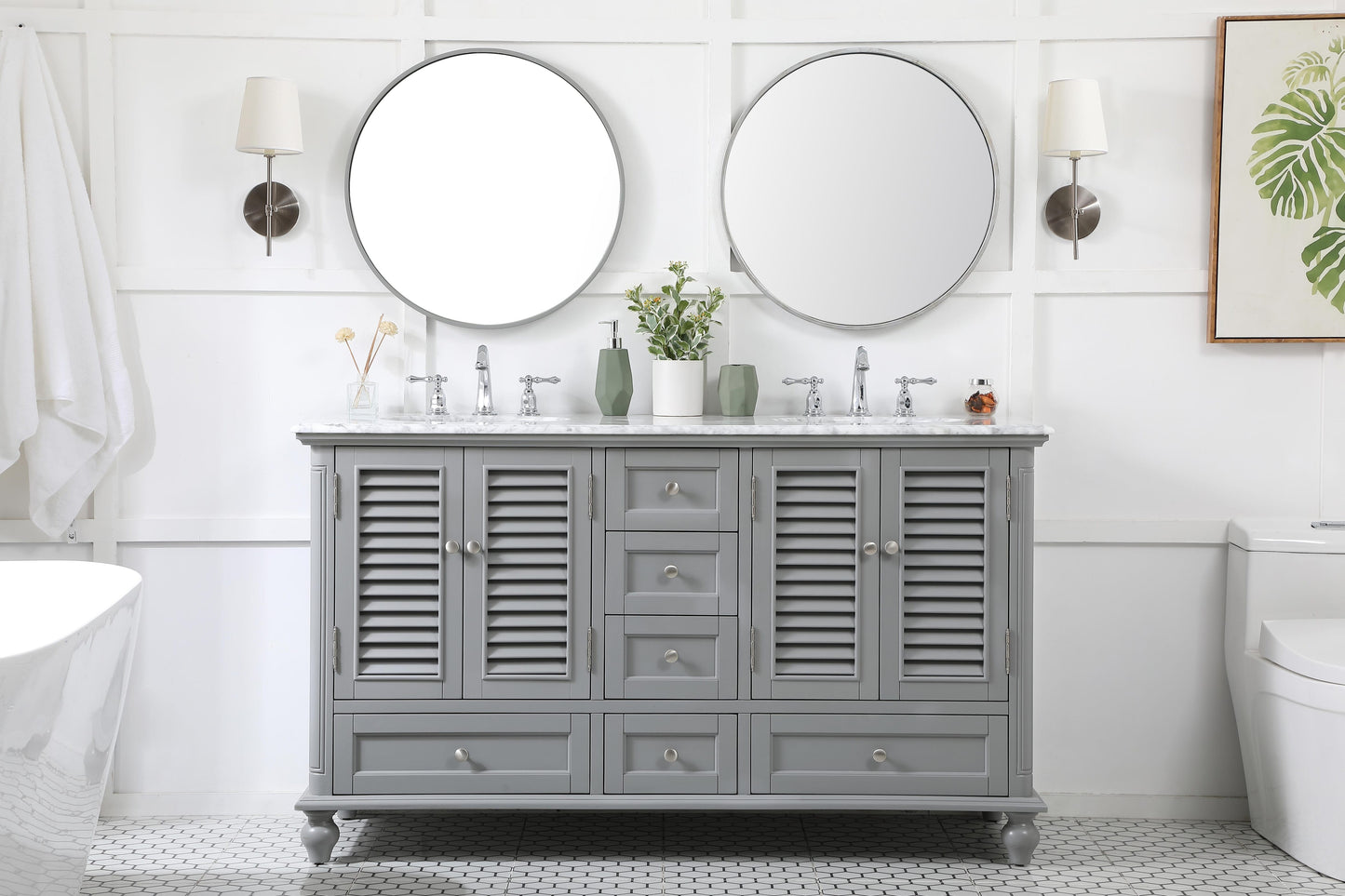 60 inch Double Bathroom Vanity in Grey - BC310D6035GR