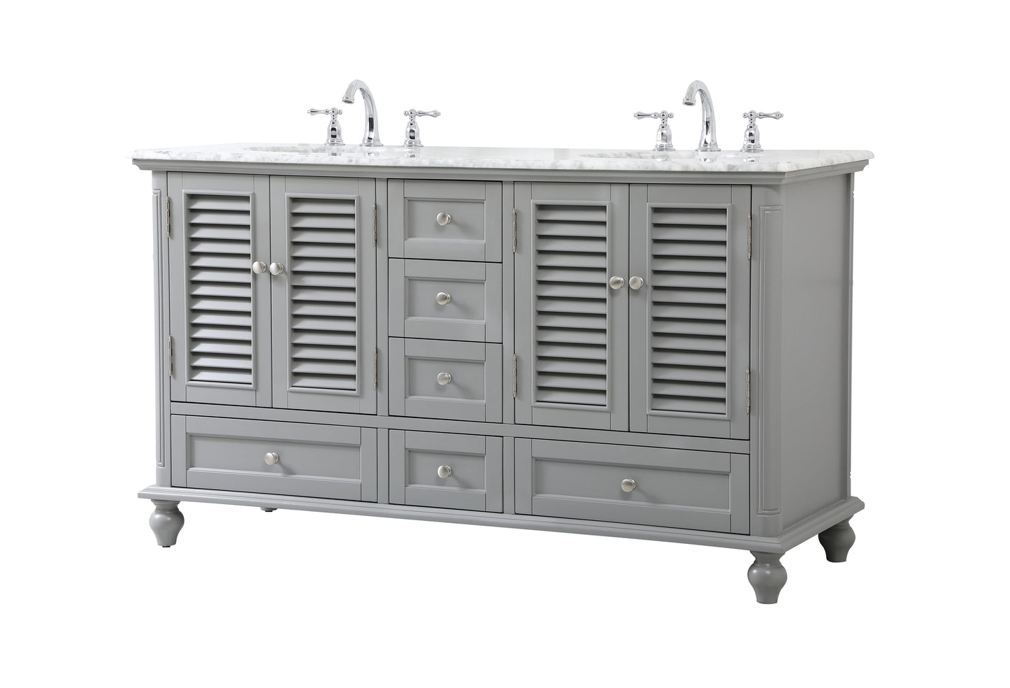 60 inch Double Bathroom Vanity in Grey - BC310D6035GR