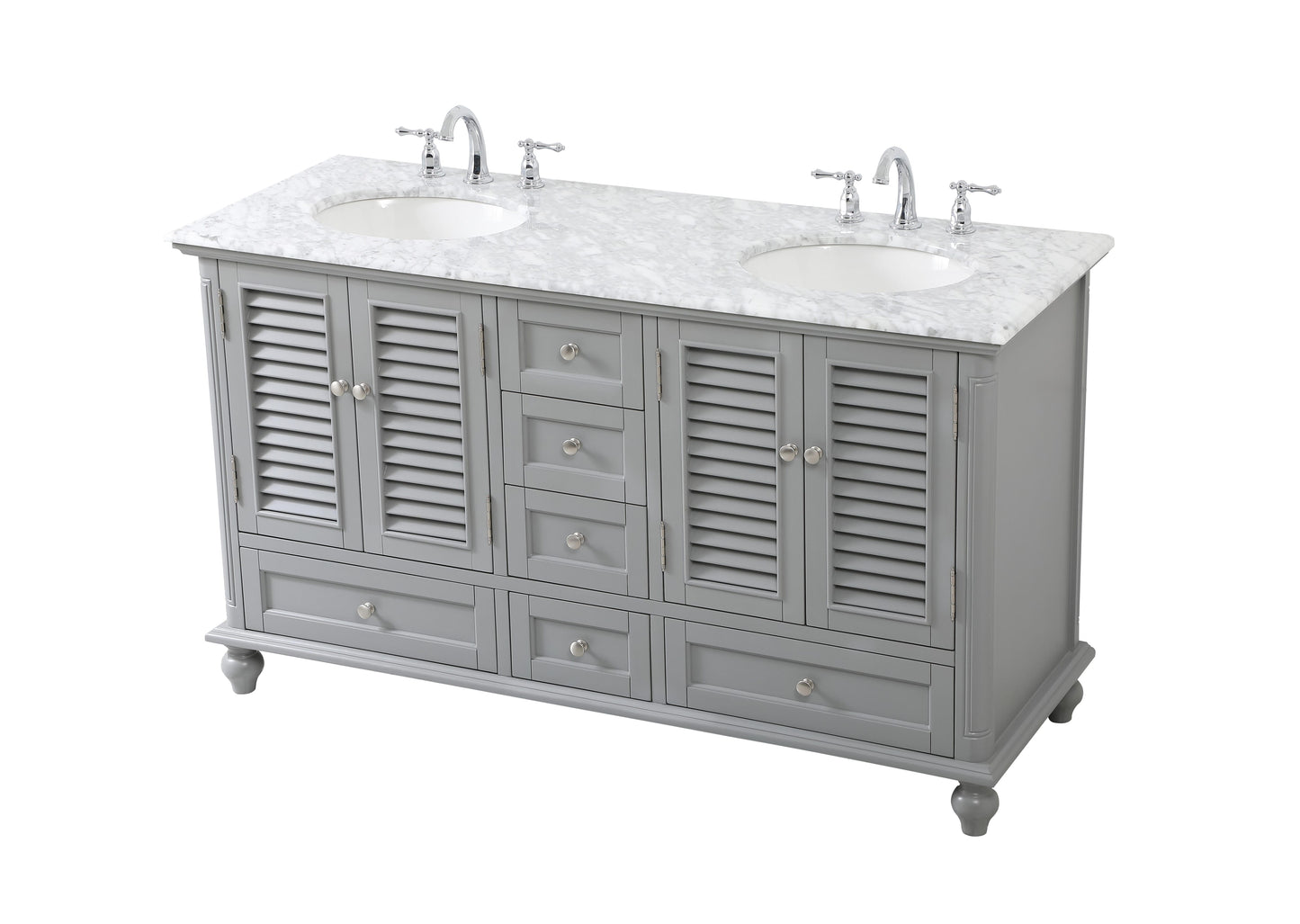 60 inch Double Bathroom Vanity in Grey - BC310D6035GR