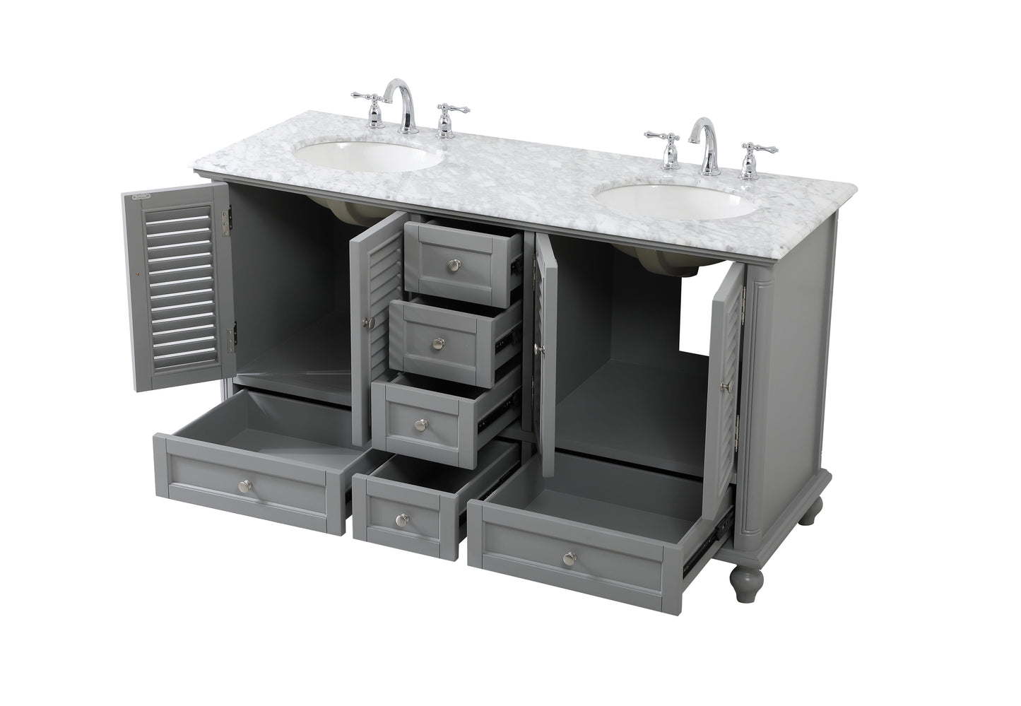 60 inch Double Bathroom Vanity in Grey - BC310D6035GR