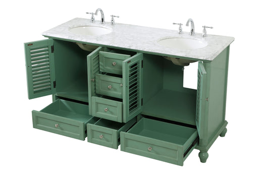 60 inch Double Bathroom Vanity in Vintage Mint - BC310D6035VM