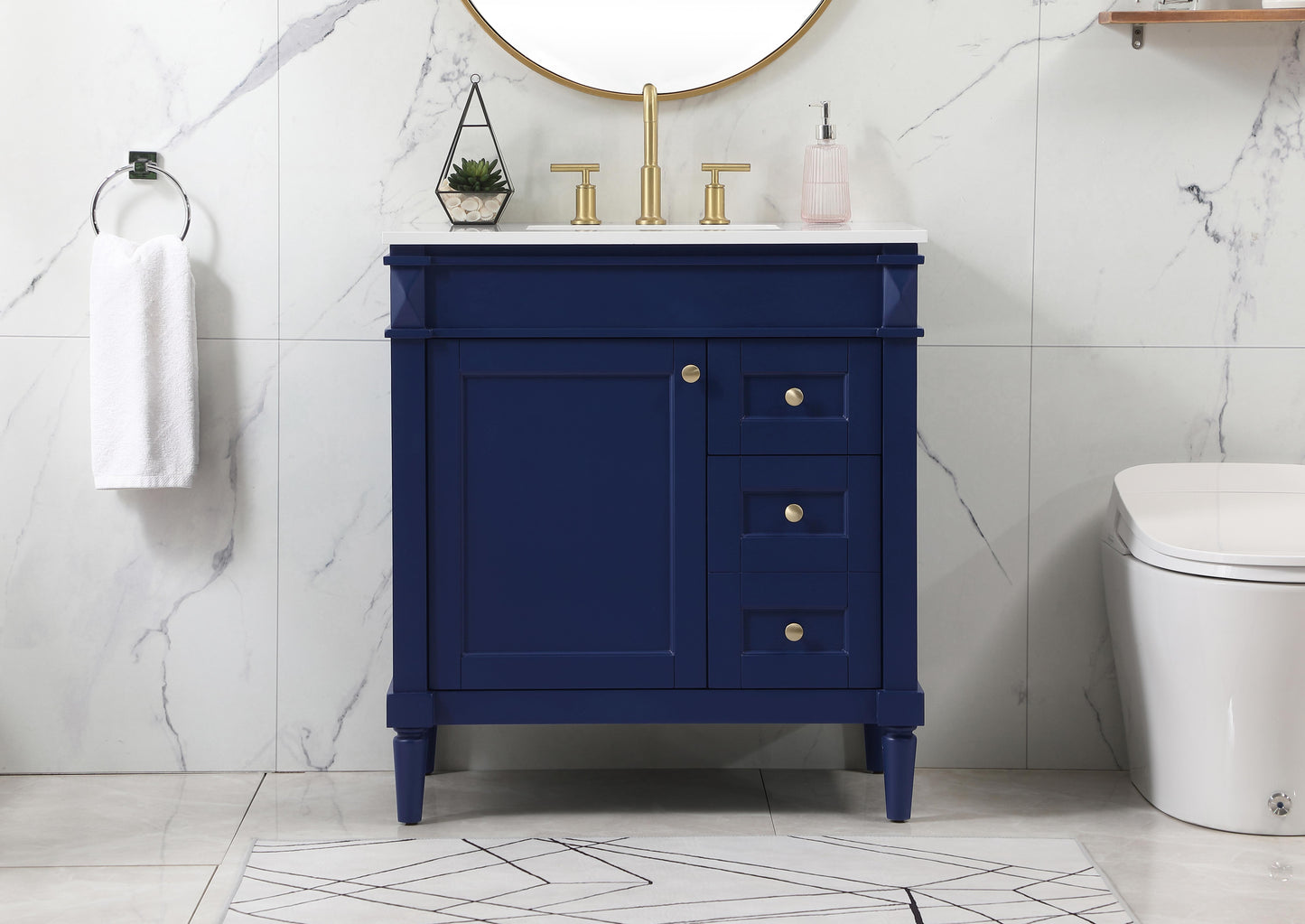 32 inch Single Bathroom Vanity in Blue - BC3203235BL