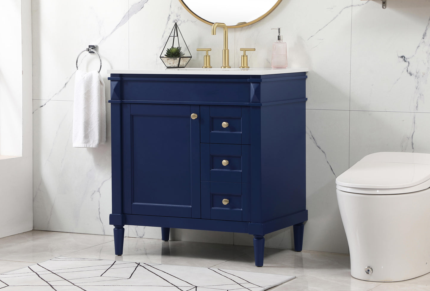 32 inch Single Bathroom Vanity in Blue - BC3203235BL