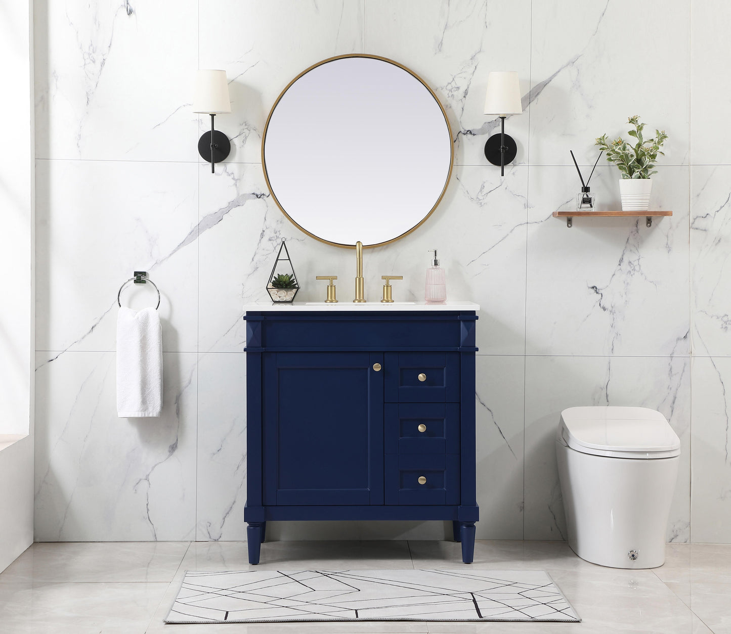 32 inch Single Bathroom Vanity in Blue - BC3203235BL