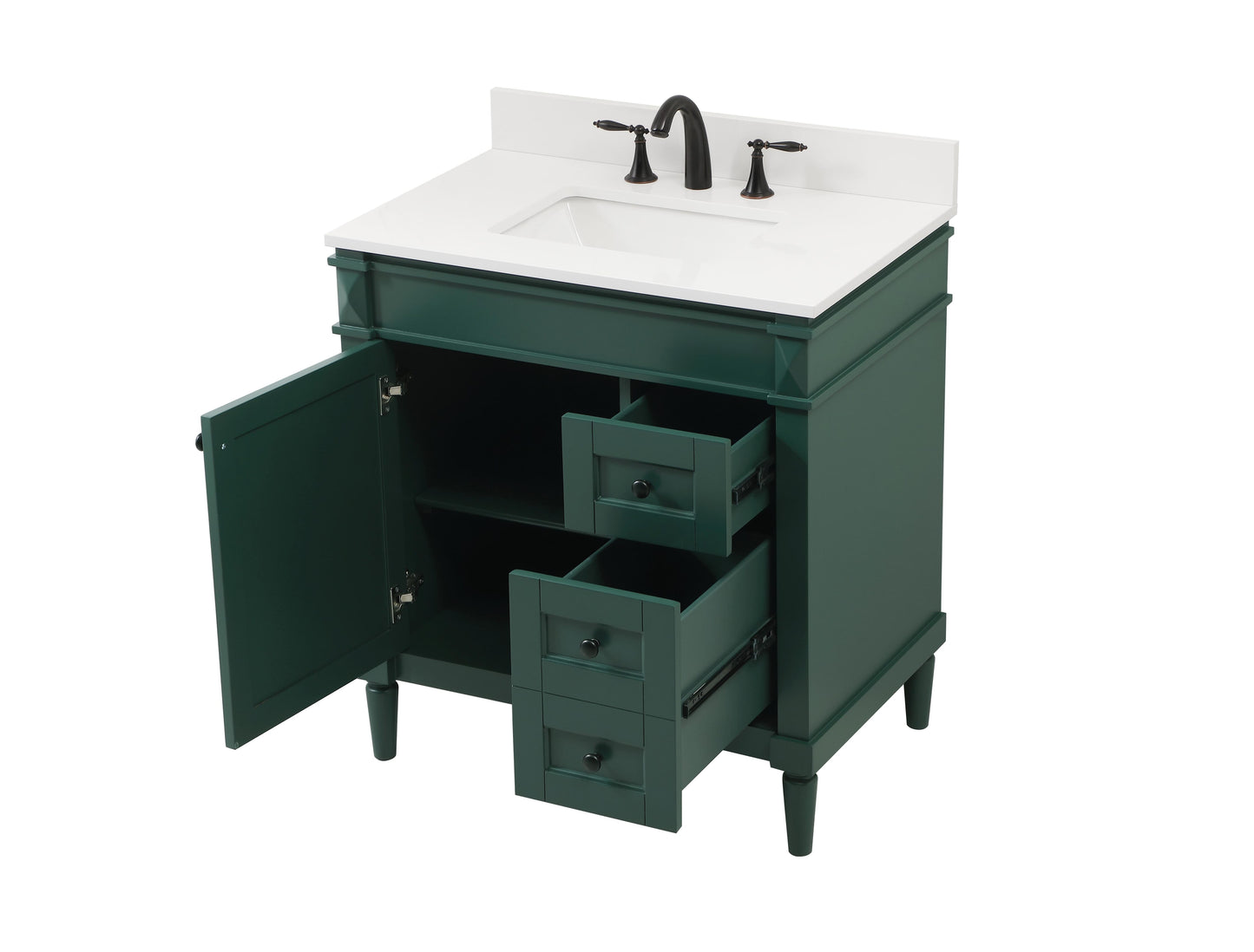 32 inch Single Bathroom Vanity in Green with backsplash - BC3203235GN-BS