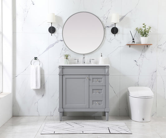 32 inch Single Bathroom Vanity in Grey with backsplash - BC3203235GR-BS