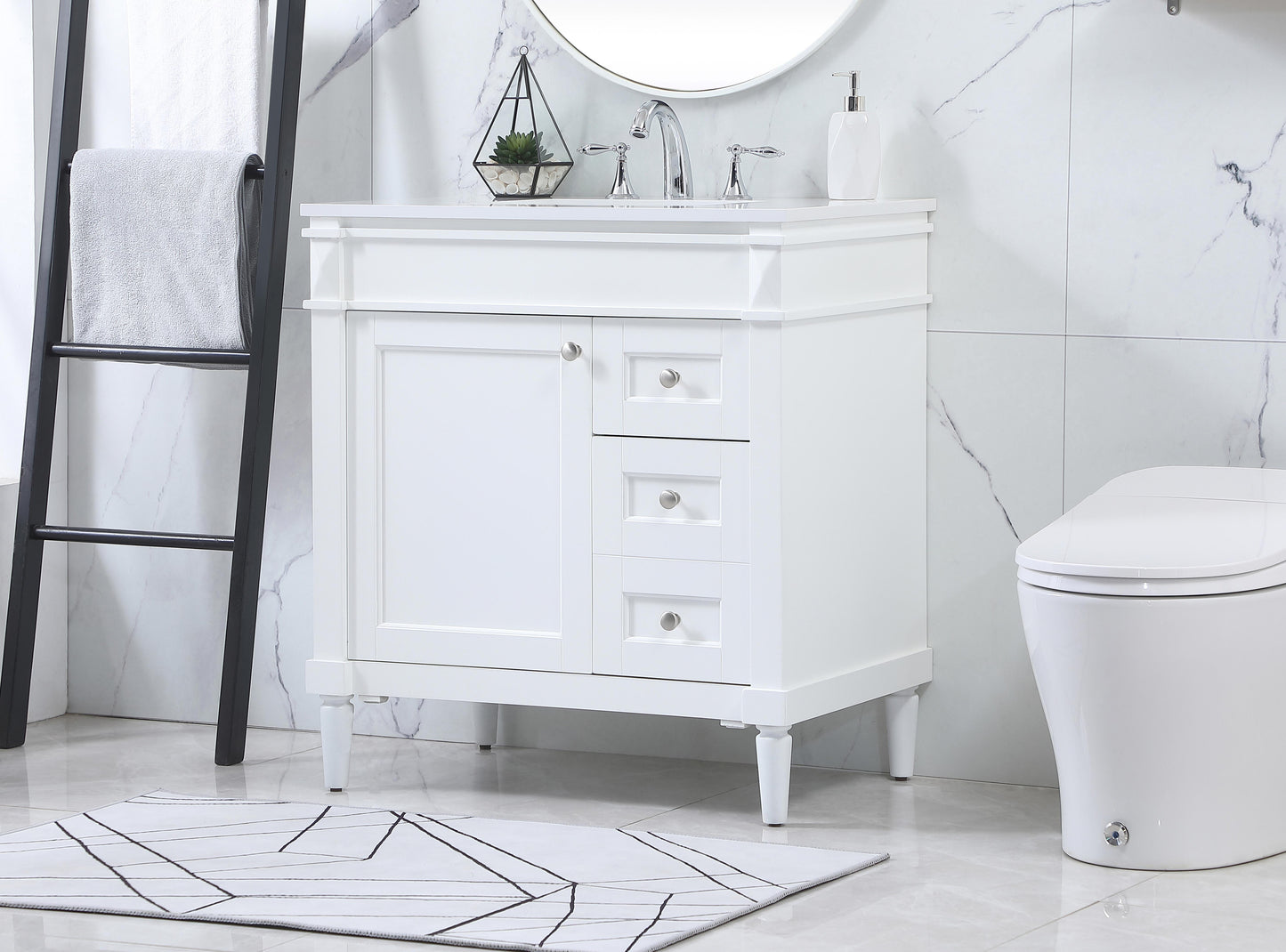 32 inch Single Bathroom Vanity in White - BC3203235WH