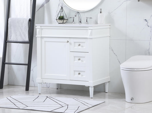 32 inch Single Bathroom Vanity in White - BC3203235WH