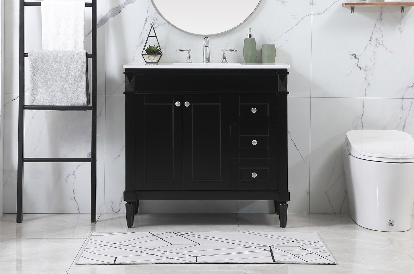 36 inch Single Bathroom Vanity in Black - BC3203635BK