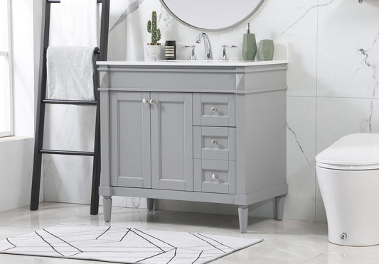 36 inch Single Bathroom Vanity in Grey with backsplash - BC3203635GR-BS