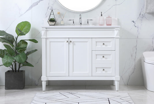 42 inch Single Bathroom Vanity in White with backsplash - BC3204235WH-BS