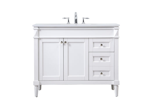 42 inch Single Bathroom Vanity in White - BC3204235WH