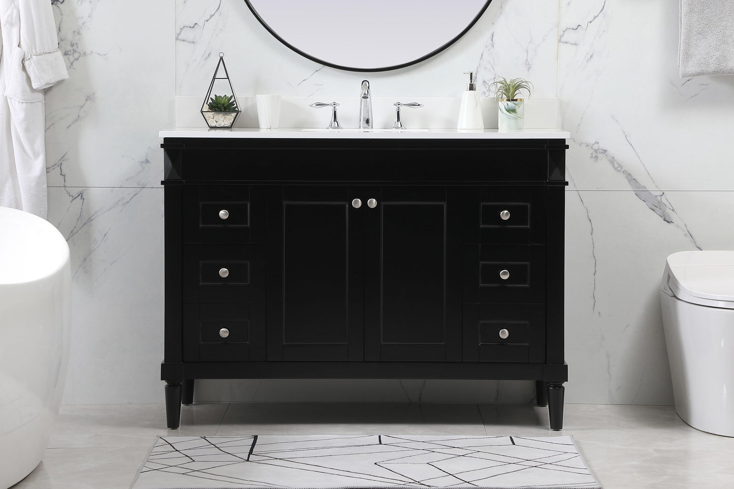 48 inch Single Bathroom Vanity in Black with backsplash - BC3204835BK-BS