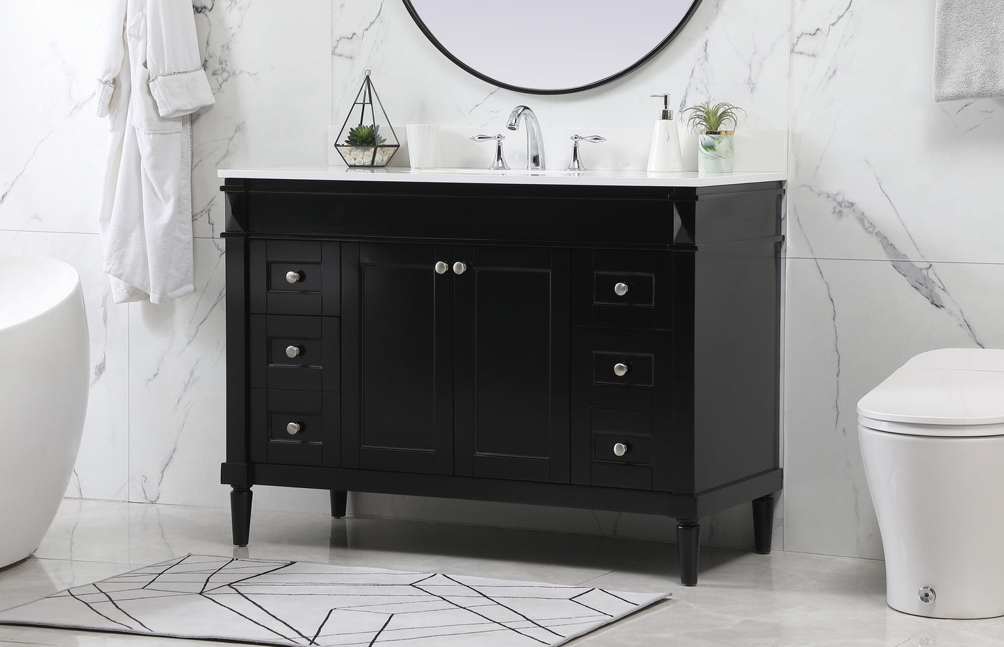 48 inch Single Bathroom Vanity in Black with backsplash - BC3204835BK-BS