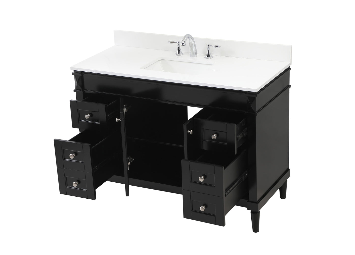 48 inch Single Bathroom Vanity in Black with backsplash - BC3204835BK-BS