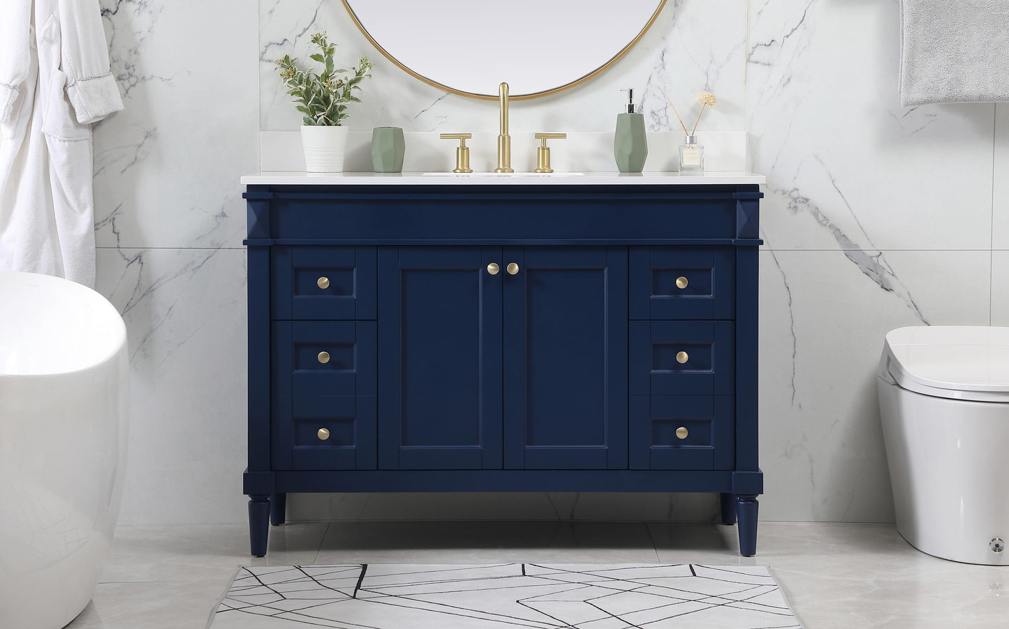 48 inch Single Bathroom Vanity in Blue with backsplash - BC3204835BL-BS