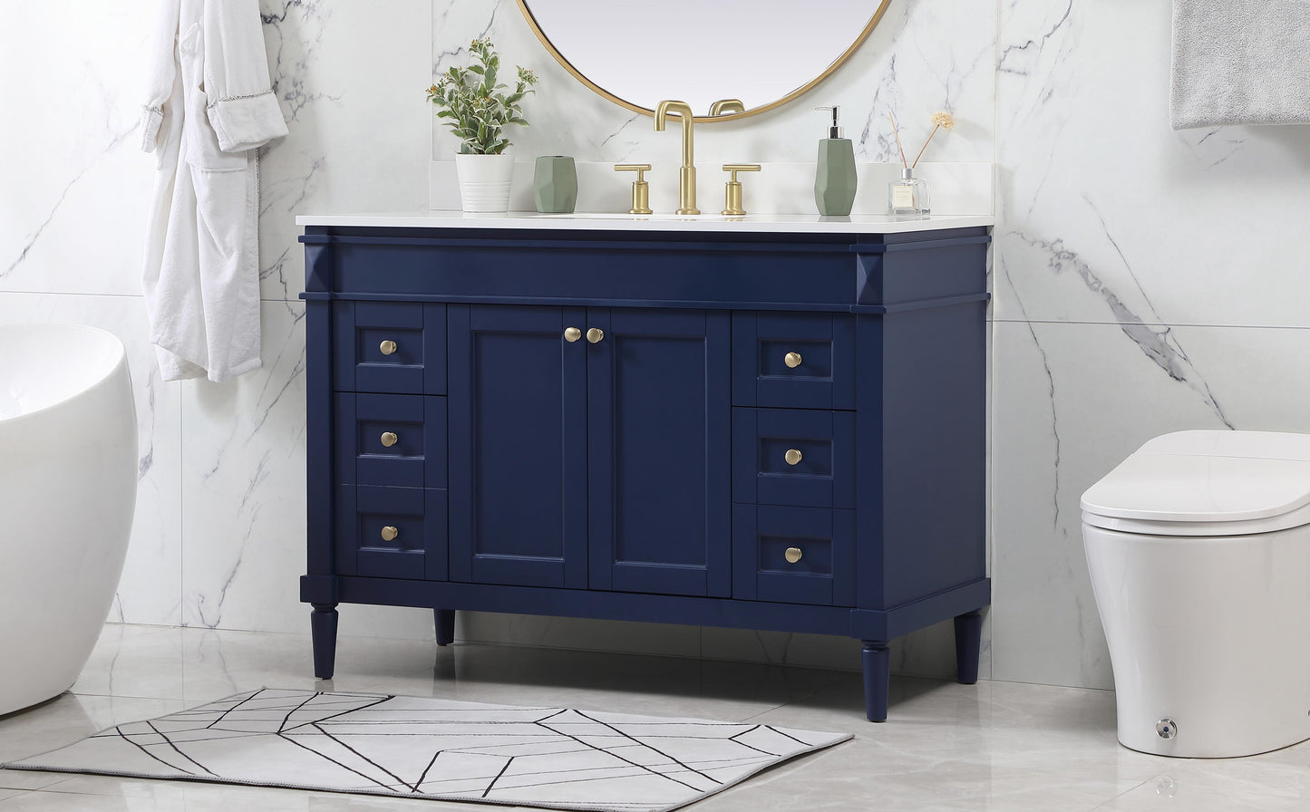 48 inch Single Bathroom Vanity in Blue with backsplash - BC3204835BL-BS