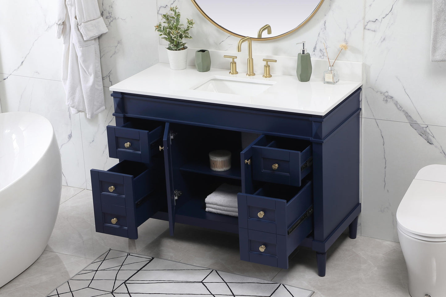 48 inch Single Bathroom Vanity in Blue with backsplash - BC3204835BL-BS