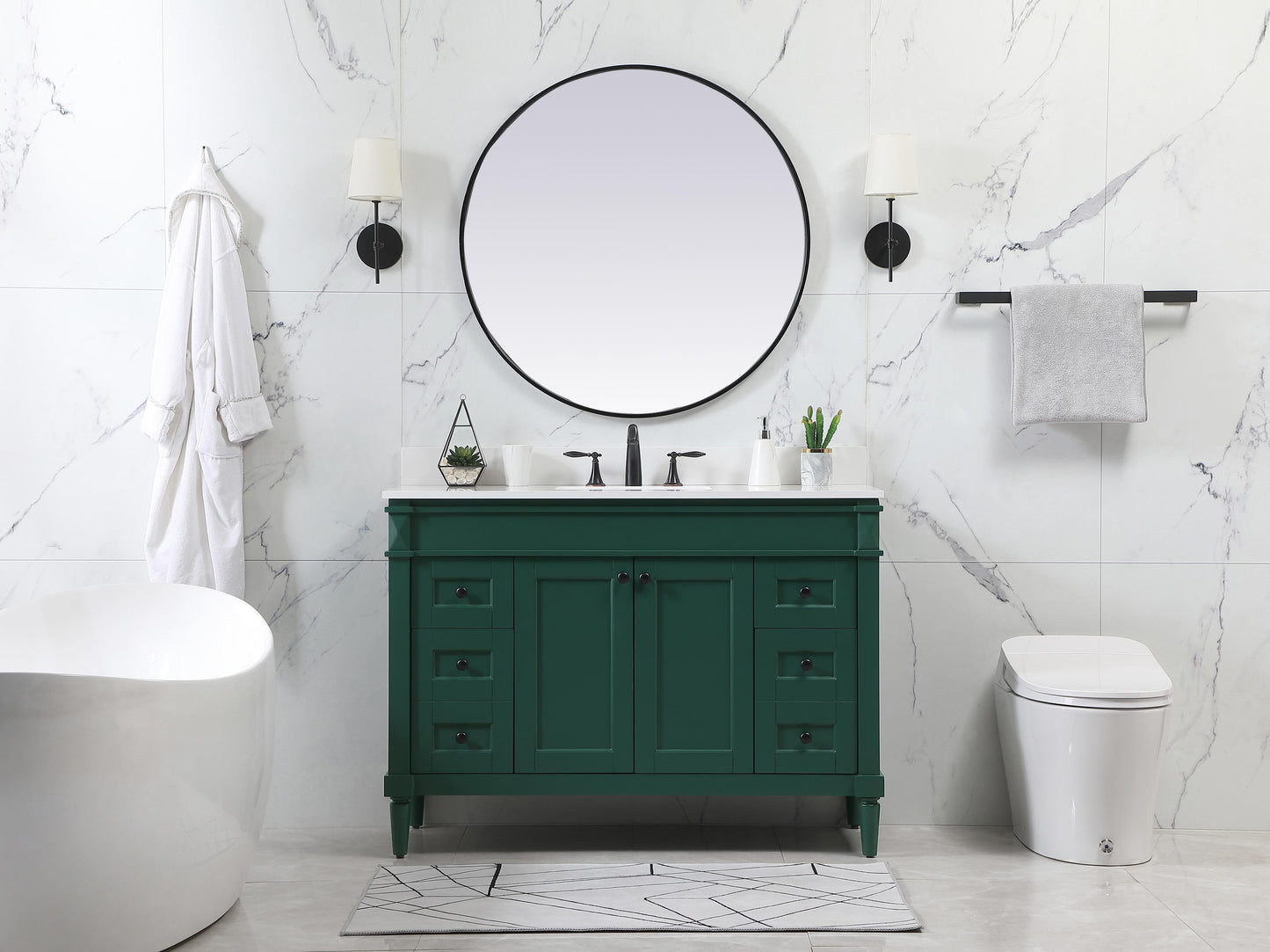 48 inch Single Bathroom Vanity in Green with backsplash - BC3204835GN-BS