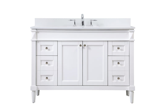 48 inch Single Bathroom Vanity in White with backsplash - BC3204835WH-BS