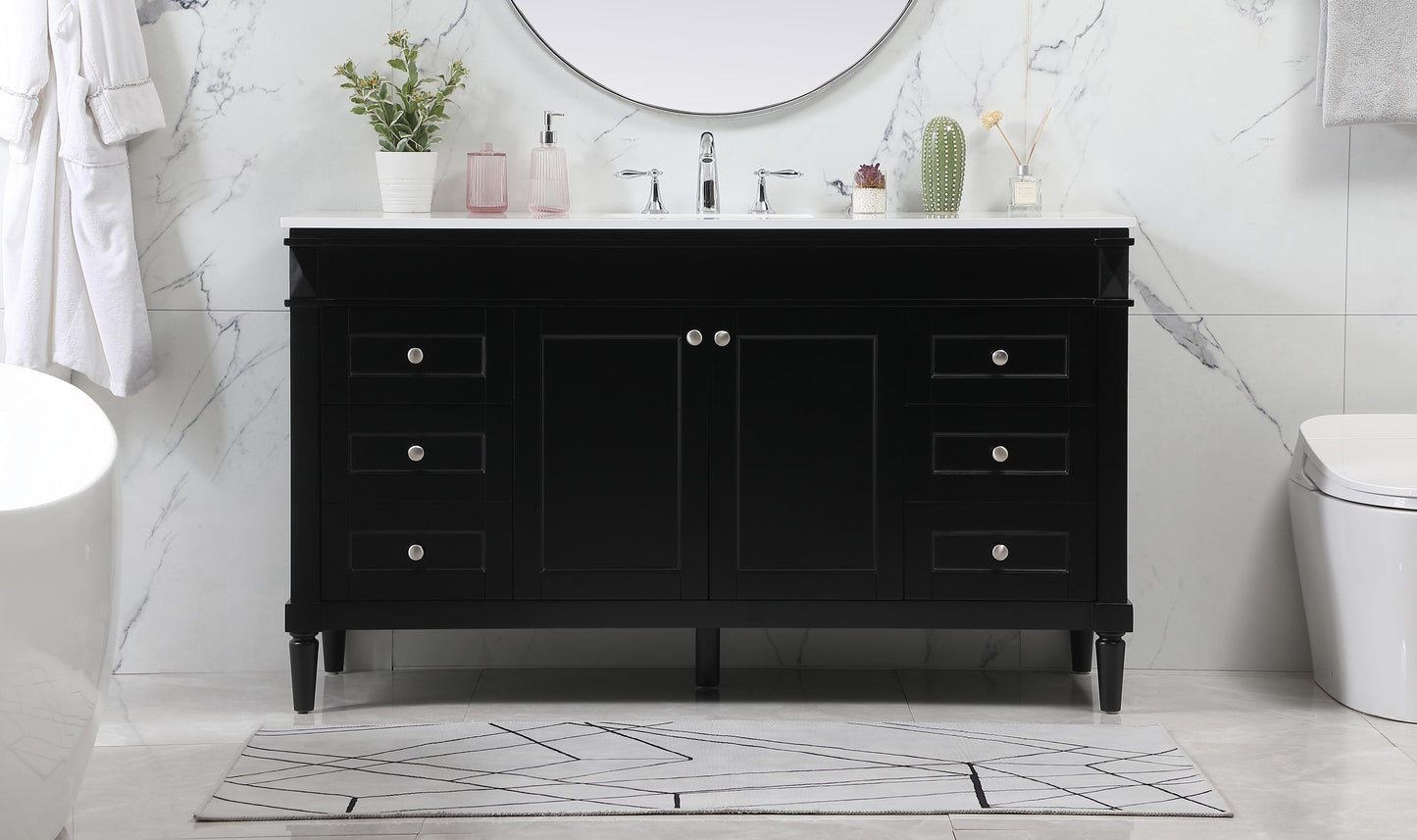 60 inch Single Bathroom Vanity in Black - BC3206035BK