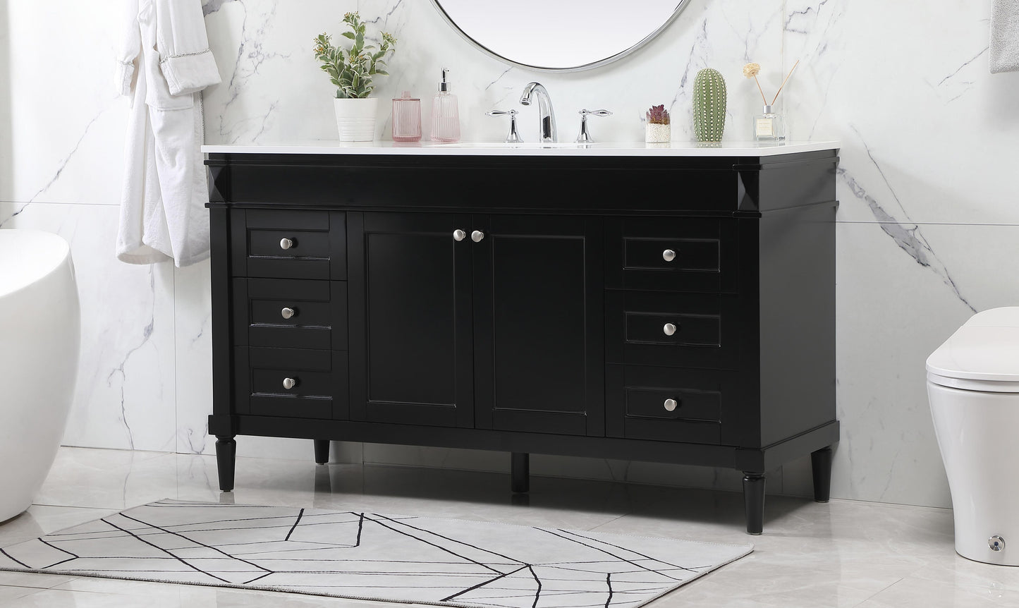 60 inch Single Bathroom Vanity in Black - BC3206035BK