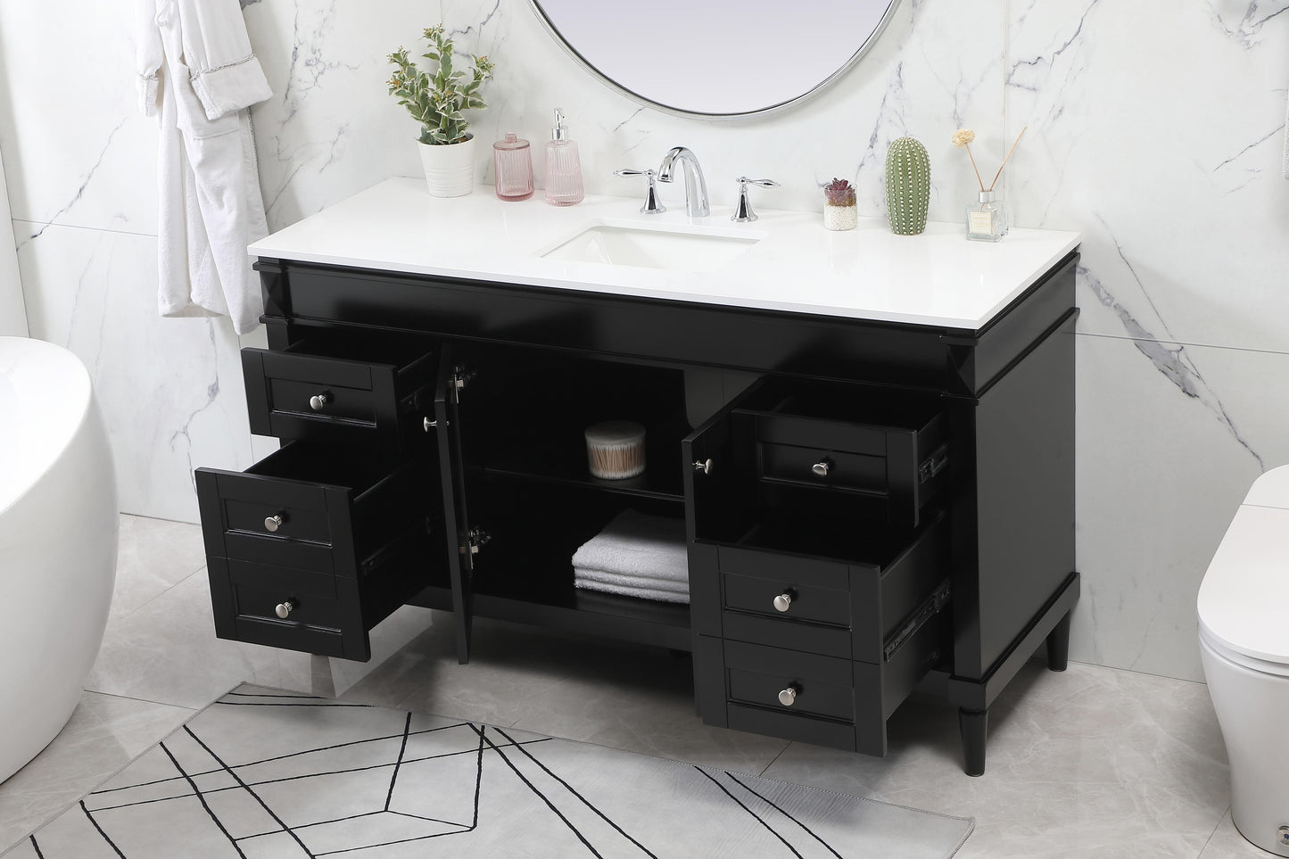 60 inch Single Bathroom Vanity in Black - BC3206035BK