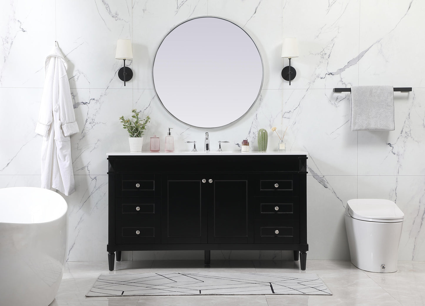 60 inch Single Bathroom Vanity in Black - BC3206035BK