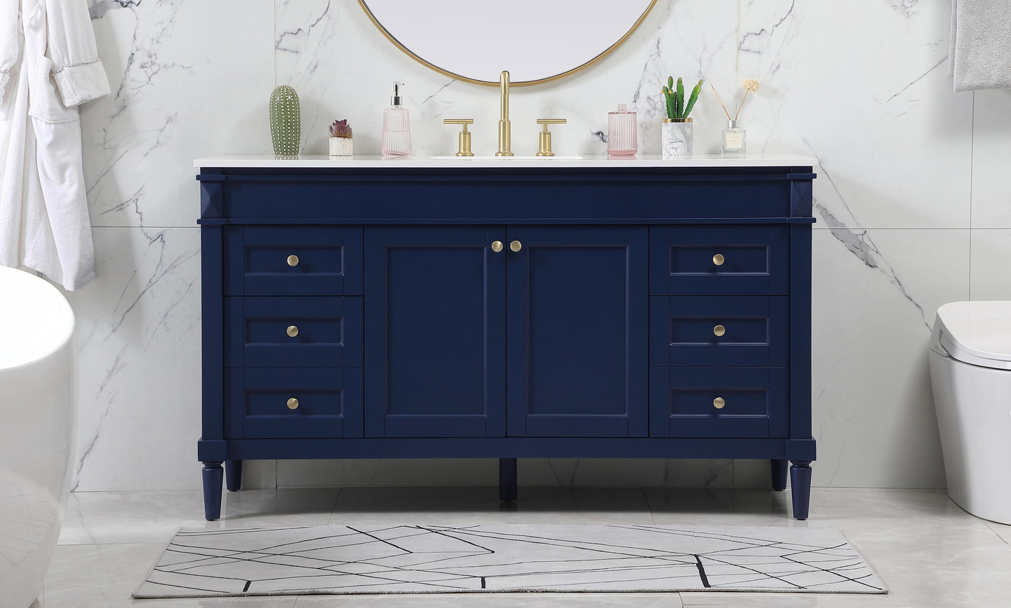 60 inch Single Bathroom Vanity in Blue - BC3206035BL