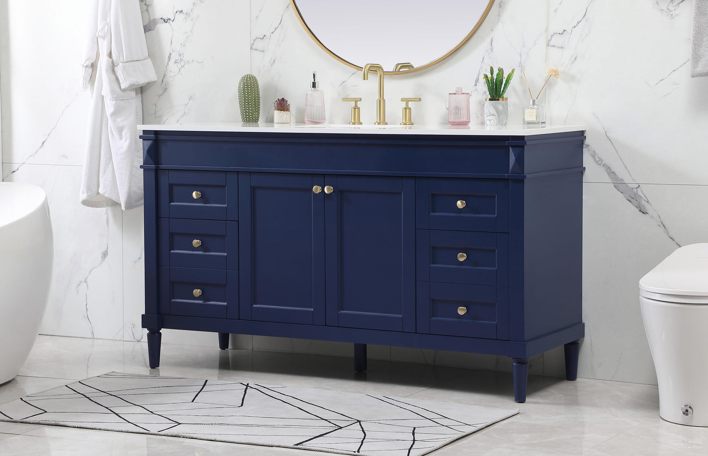 60 inch Single Bathroom Vanity in Blue - BC3206035BL